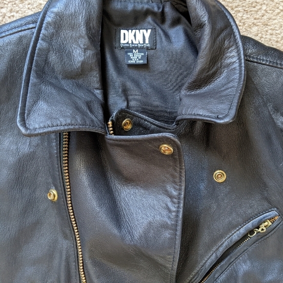 Dkny Black Leather Motorcycle Vest - Picture 6 of 14